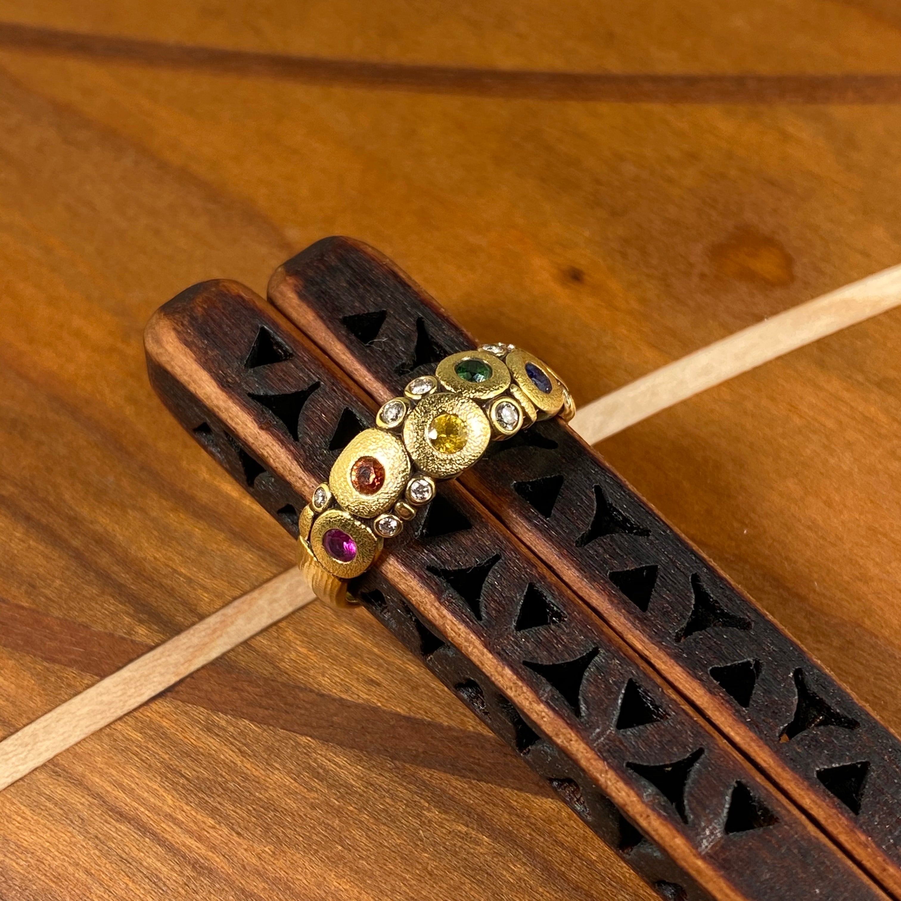 Candy Ring in Gold with Rainbow Sapphires - Heart of the Home PA