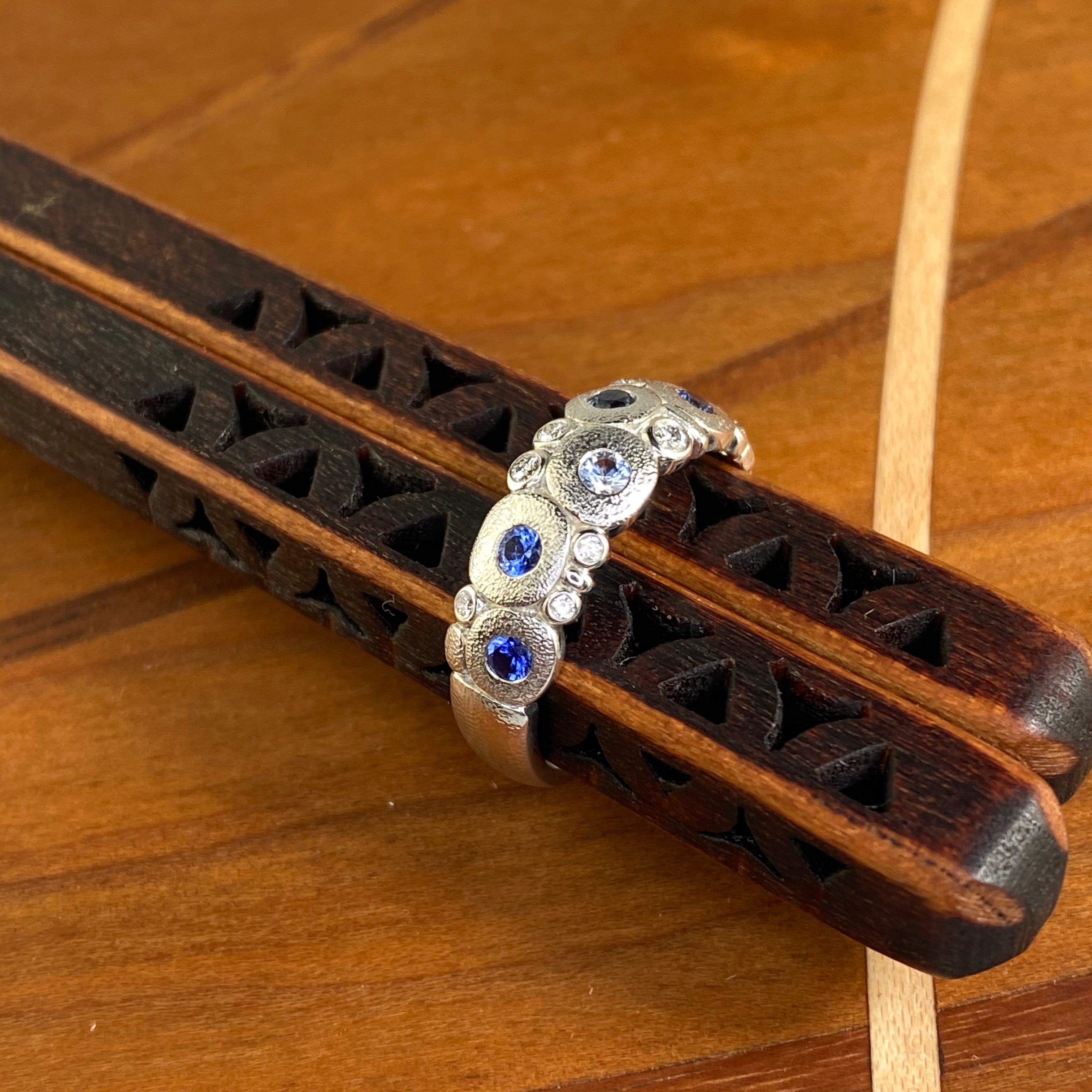 Candy Ring in Platinum with Blue Sapphire - Heart of the Home PA