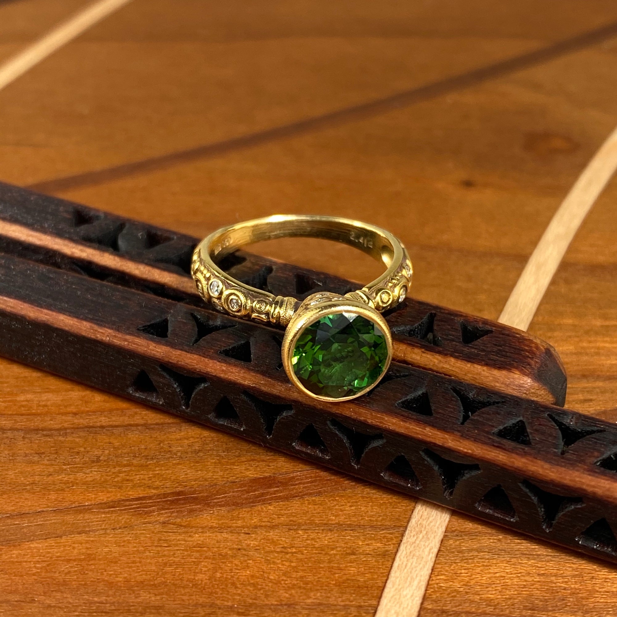 Martini Ring in Gold with Green Tourmaline - Heart of the Home PA