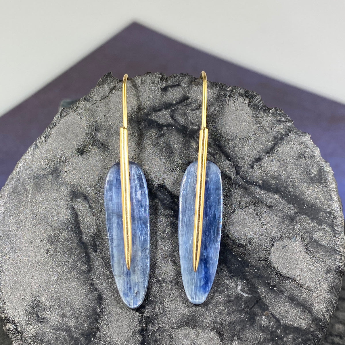 Kyanite Small Feather Earrings - Heart of the Home PA