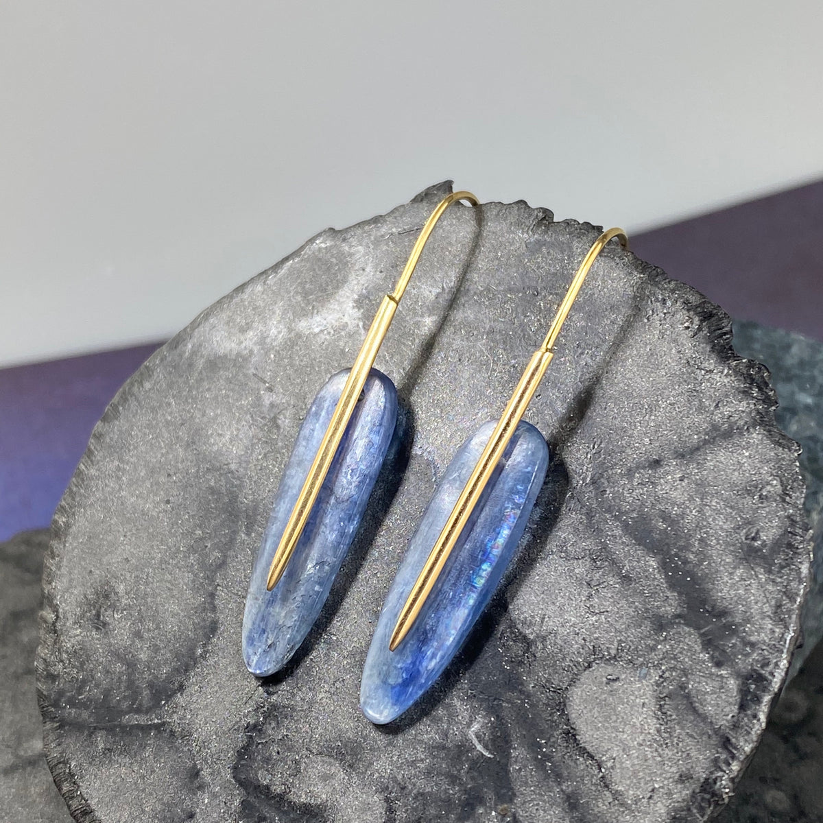 Kyanite Small Feather Earrings - Heart of the Home PA