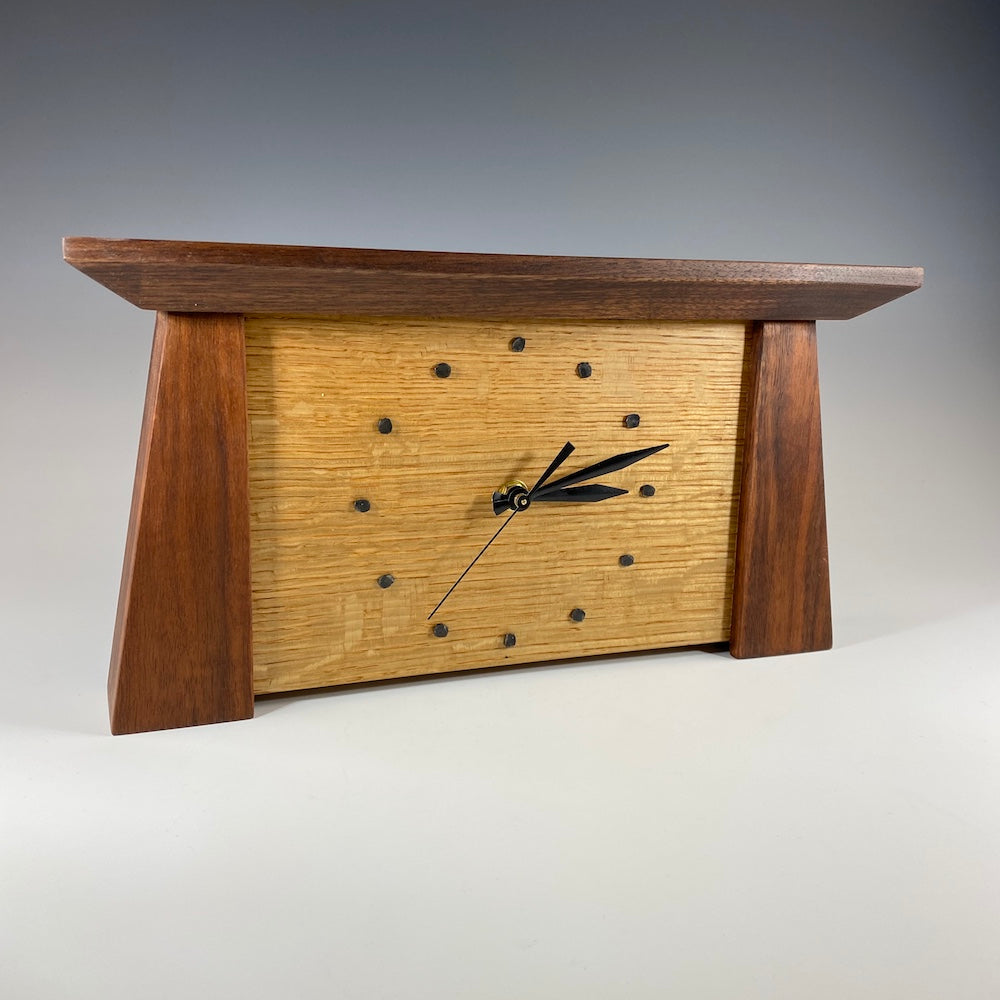 Prairie Mantel Clock in Walnut and Oak - Heart of the Home PA