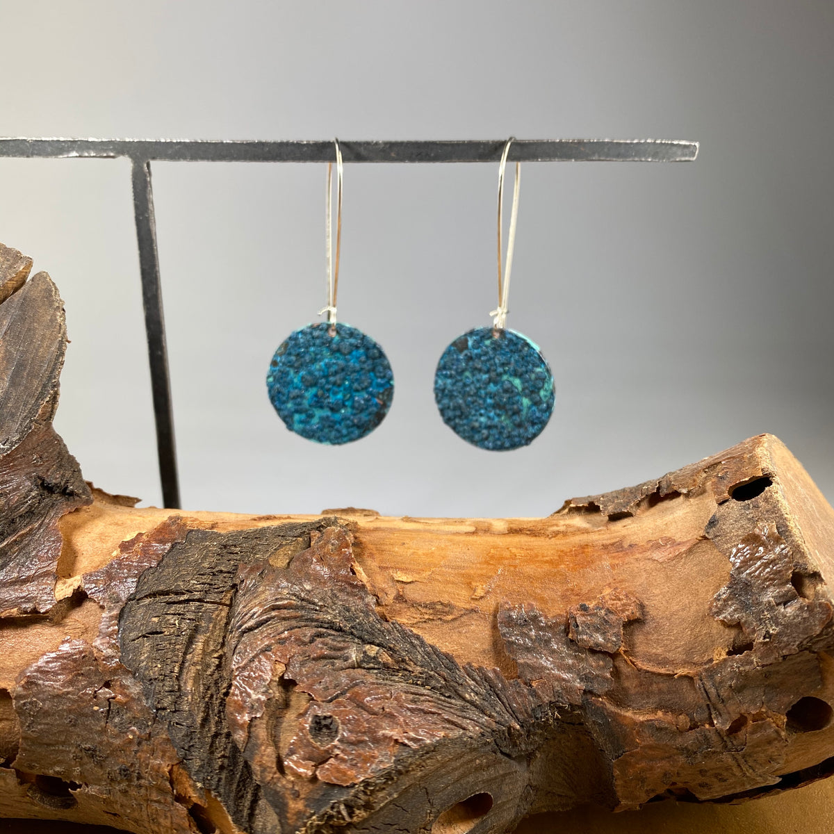 Blue Copper Disk Earrings - Heart of the Home PA
