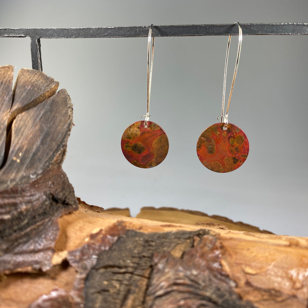 Flame Patina Copper Earrings - Heart of the Home PA