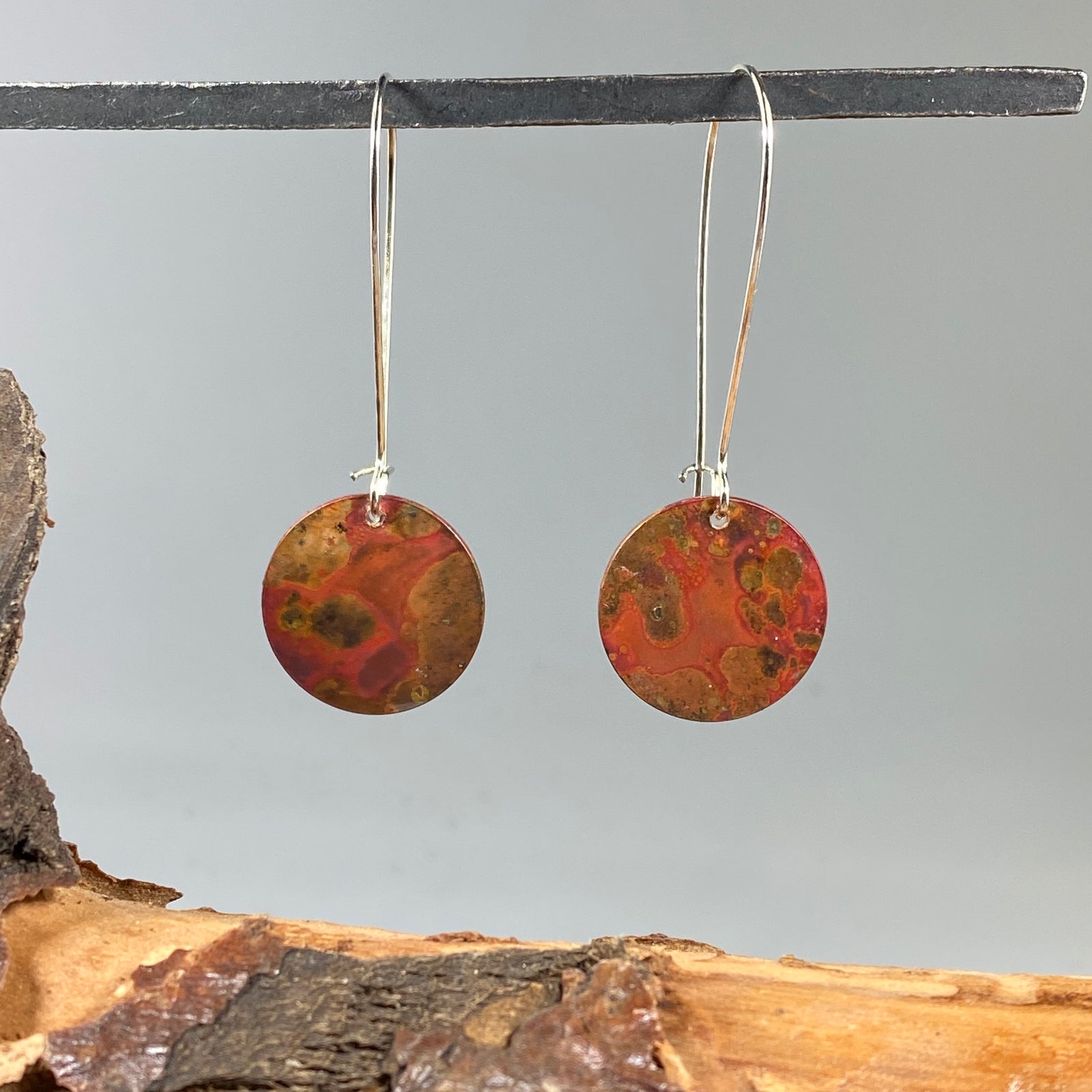Flame Patina Copper Earrings - Heart of the Home PA