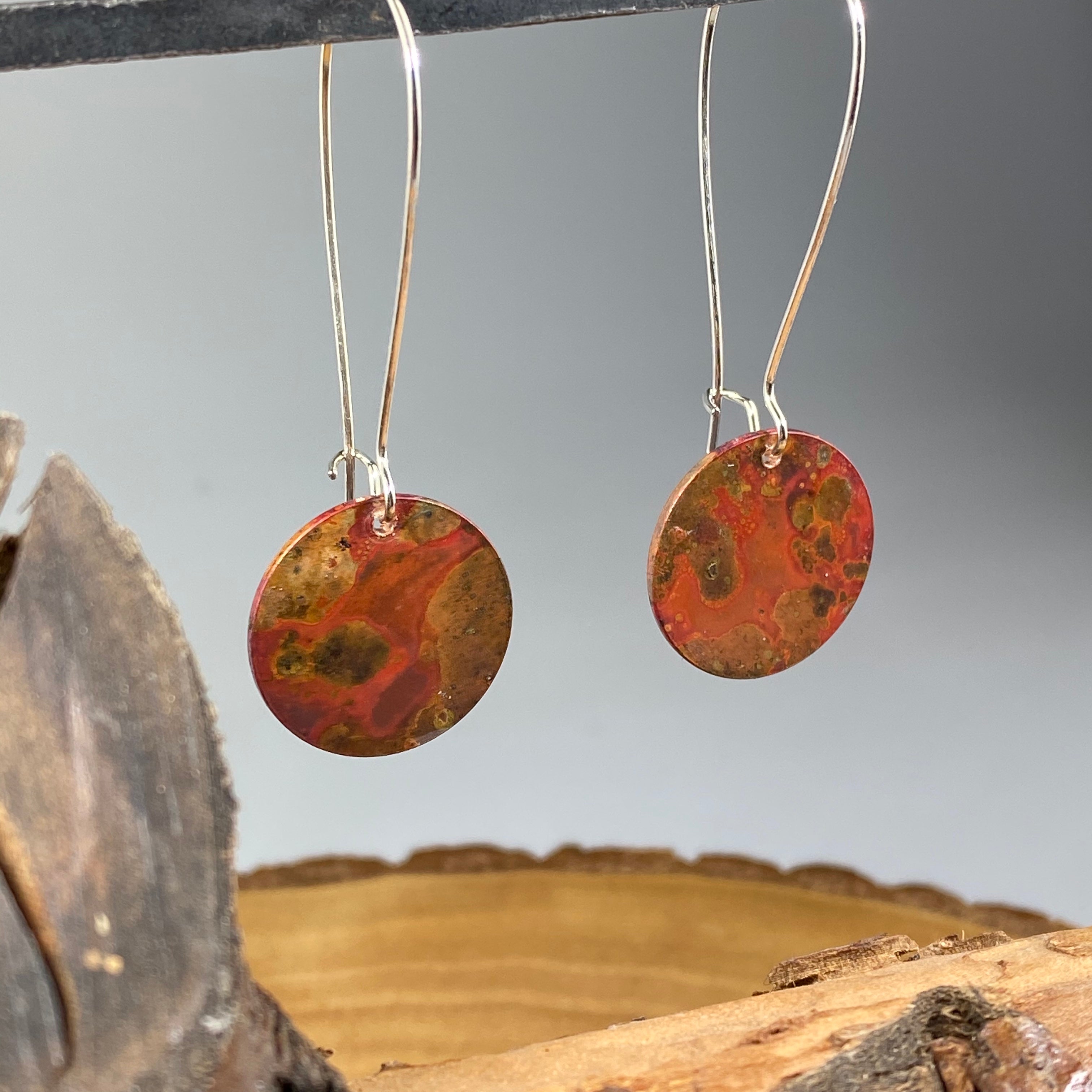 Flame Patina Copper Earrings - Heart of the Home PA