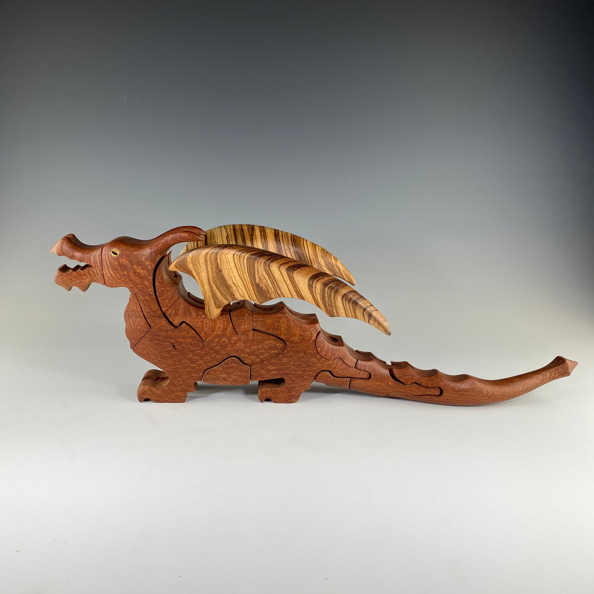 Welsh Dragon Puzzle in Leopardwood and Zebrawood - Heart of the Home PA