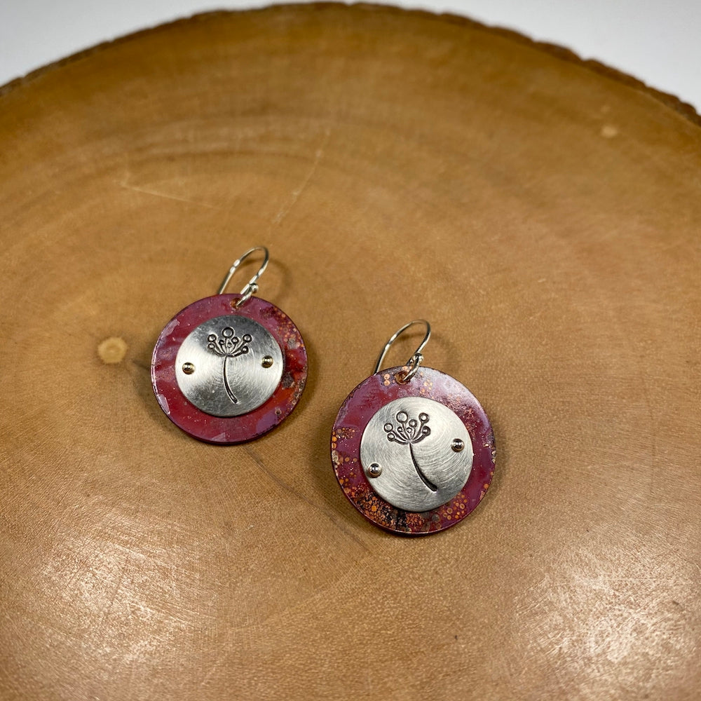 Dandelion Stamp Earrings - Flame Red - Heart of the Home PA