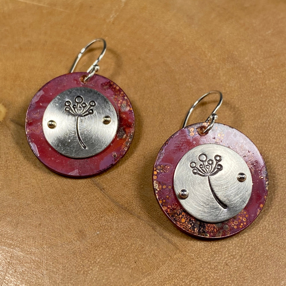 Dandelion Stamp Earrings - Flame Red - Heart of the Home PA