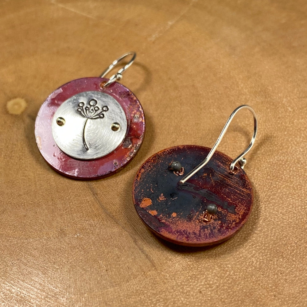 Dandelion Stamp Earrings - Flame Red - Heart of the Home PA