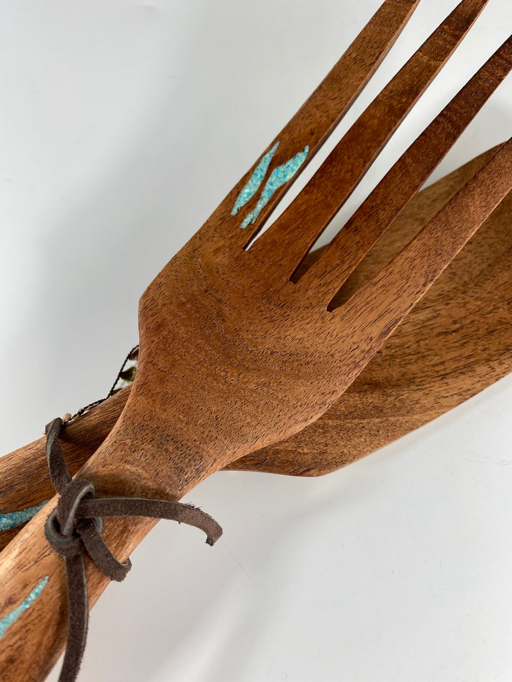 Wood Utensils with Turquoise Inlay - Mesquite with Turquoise Inlay