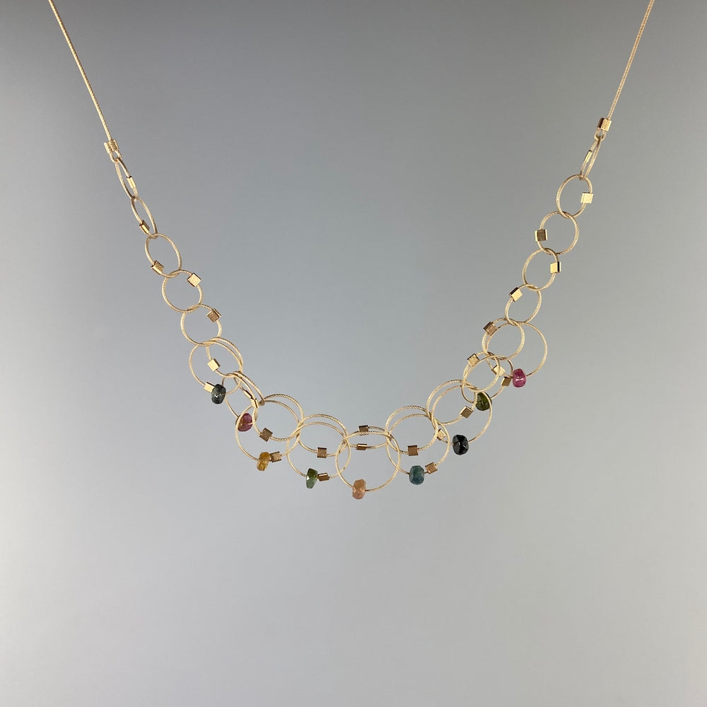 Mini Vertigo Necklace in Tourmaline & Gold - Heart of the Home PA