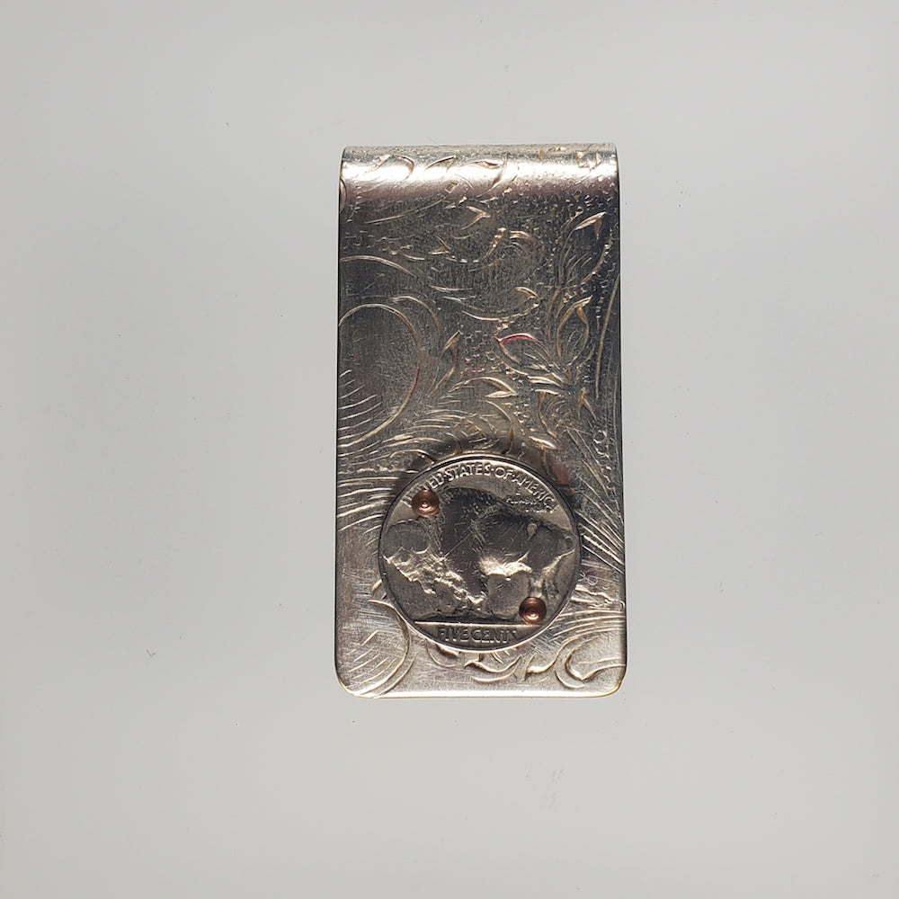 Buffalo Nickel Money Clip - Reclaimed Silver Plate - Heart of the Home PA