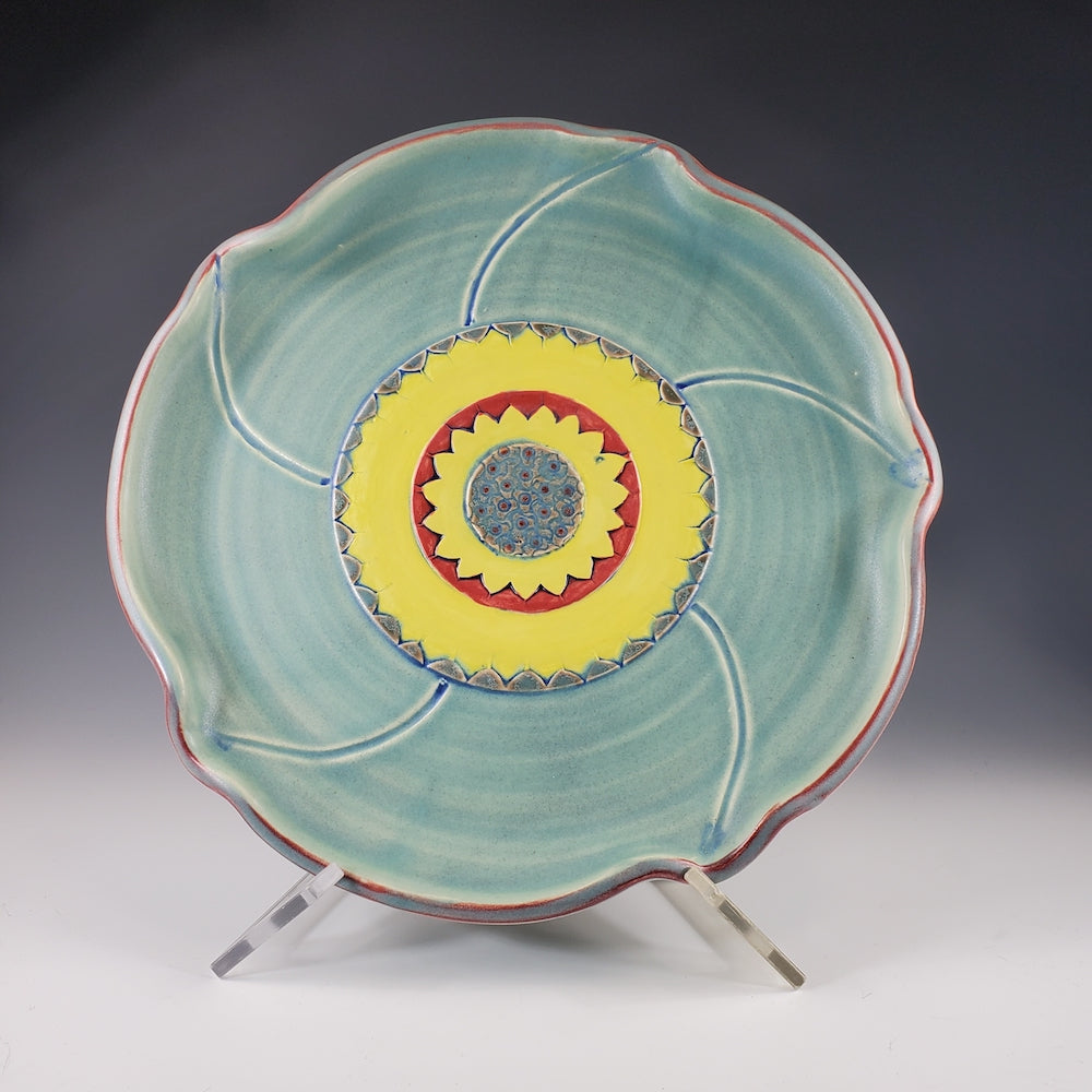 Platter in Green - Large Flower - Heart of the Home PA