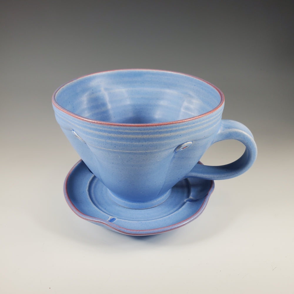 Button Tea Cup and Saucer Set in Blue - Heart of the Home PA