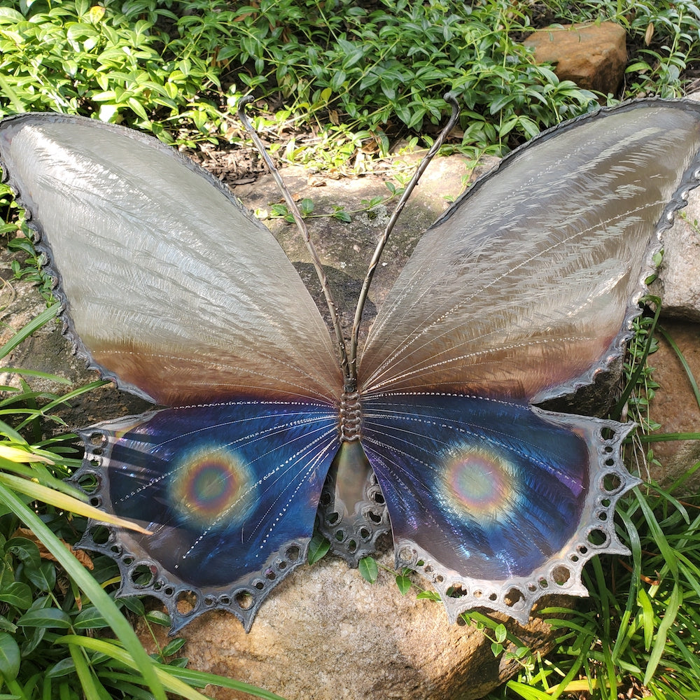 Blue Butterfly Eye Spot Medium Wall Sculpture - Heart of the Home PA