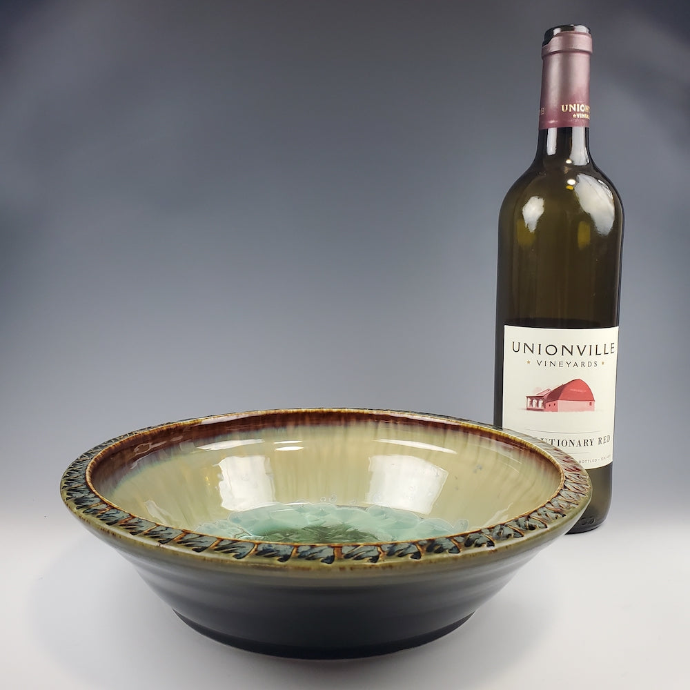 Small Textured-Rim Bowl in Patina Dark Olive - Heart of the Home PA