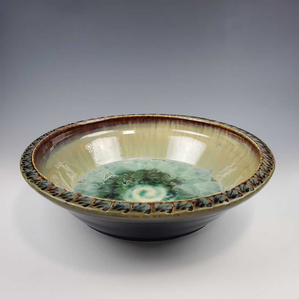 Small Textured-Rim Bowl in Patina Dark Olive - Heart of the Home PA