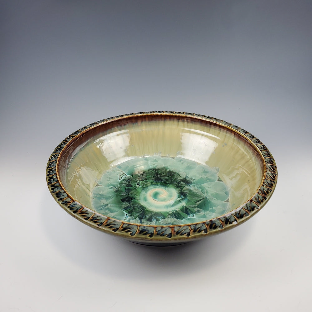 Small Textured-Rim Bowl in Patina Dark Olive - Heart of the Home PA
