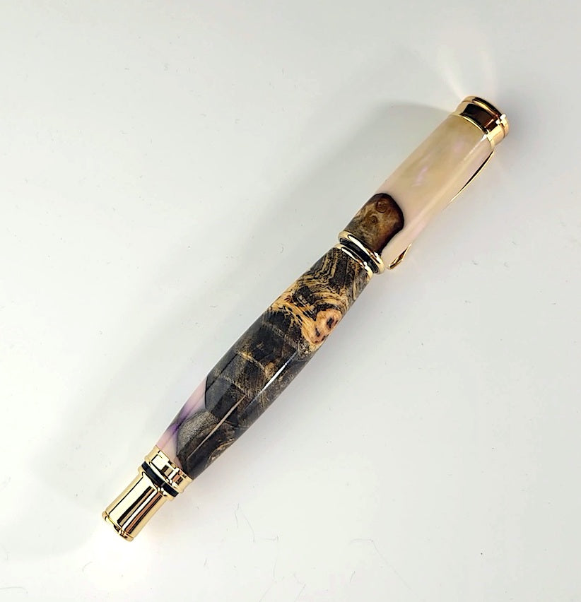 Pink Opal and Burl Hybrid Rollerbal Pen - Heart of the Home PA