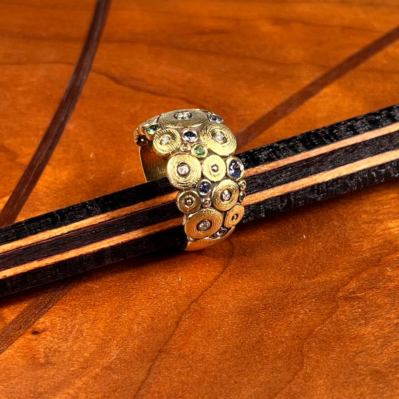 Ocean Ring in Gold with Blue &amp; Green Gemstones - Heart of the Home PA