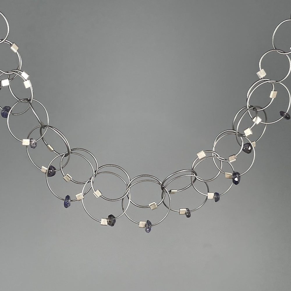 Mini Interlock Necklace in Gunmetal & Iolite - Heart of the Home PA