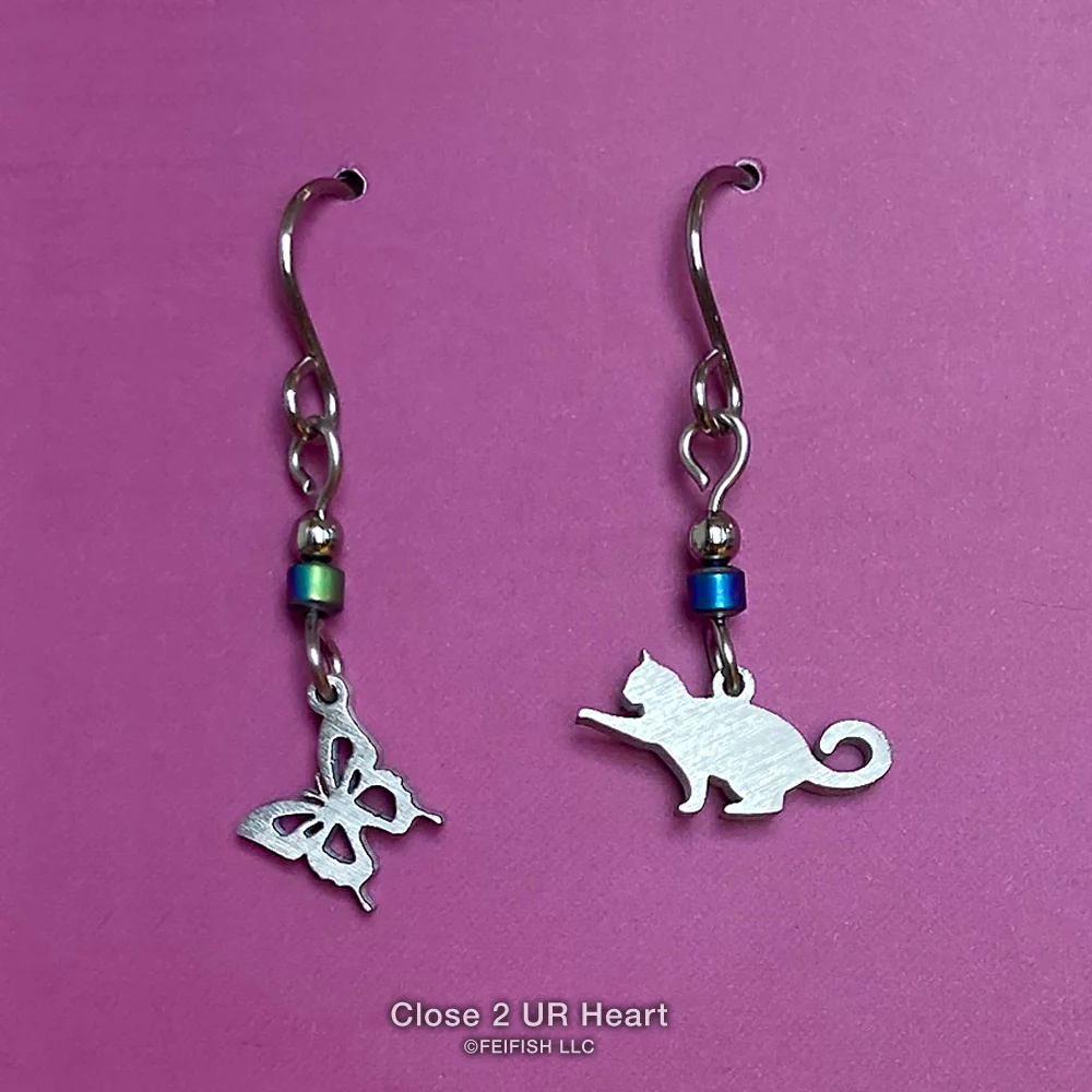 Cat and Butterfly Earrings - Heart of the Home PA