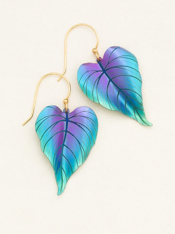 Tropical Heart Earrings in Purple and Turquoise - Heart of the Home PA