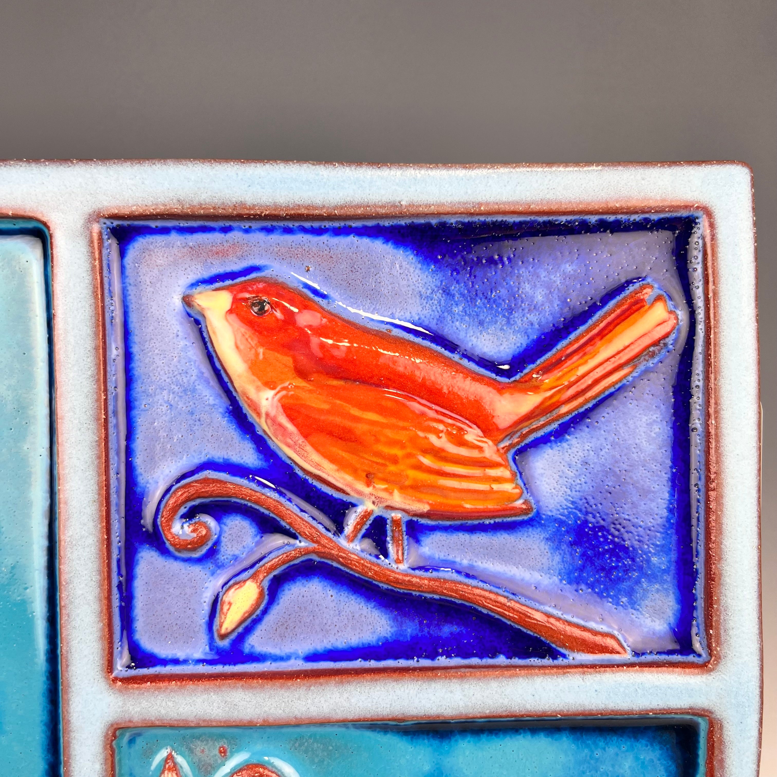 Nest and Birds with Poppy Wall Tile - Heart of the Home PA