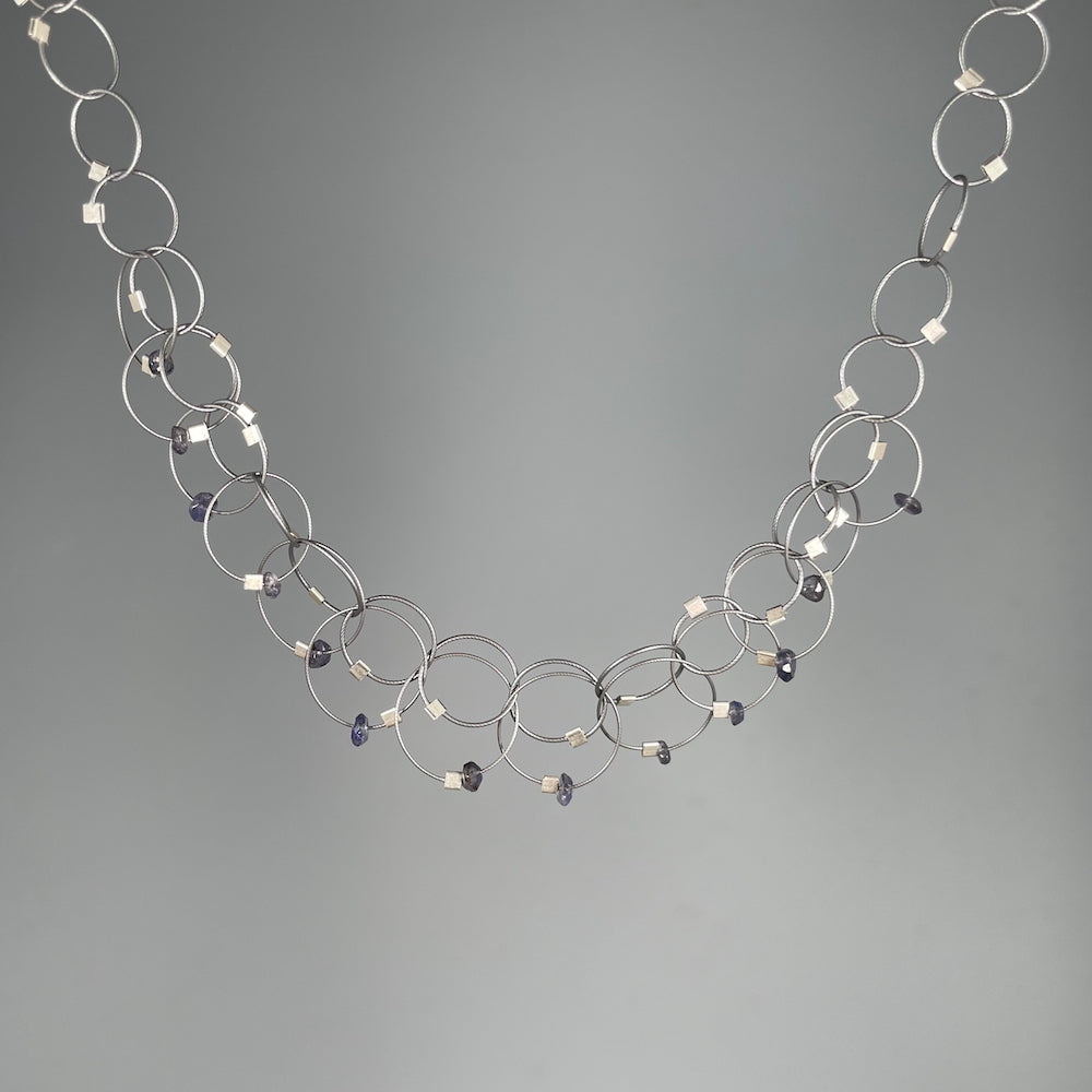 Mini Interlock Necklace in Gunmetal & Iolite - Heart of the Home PA