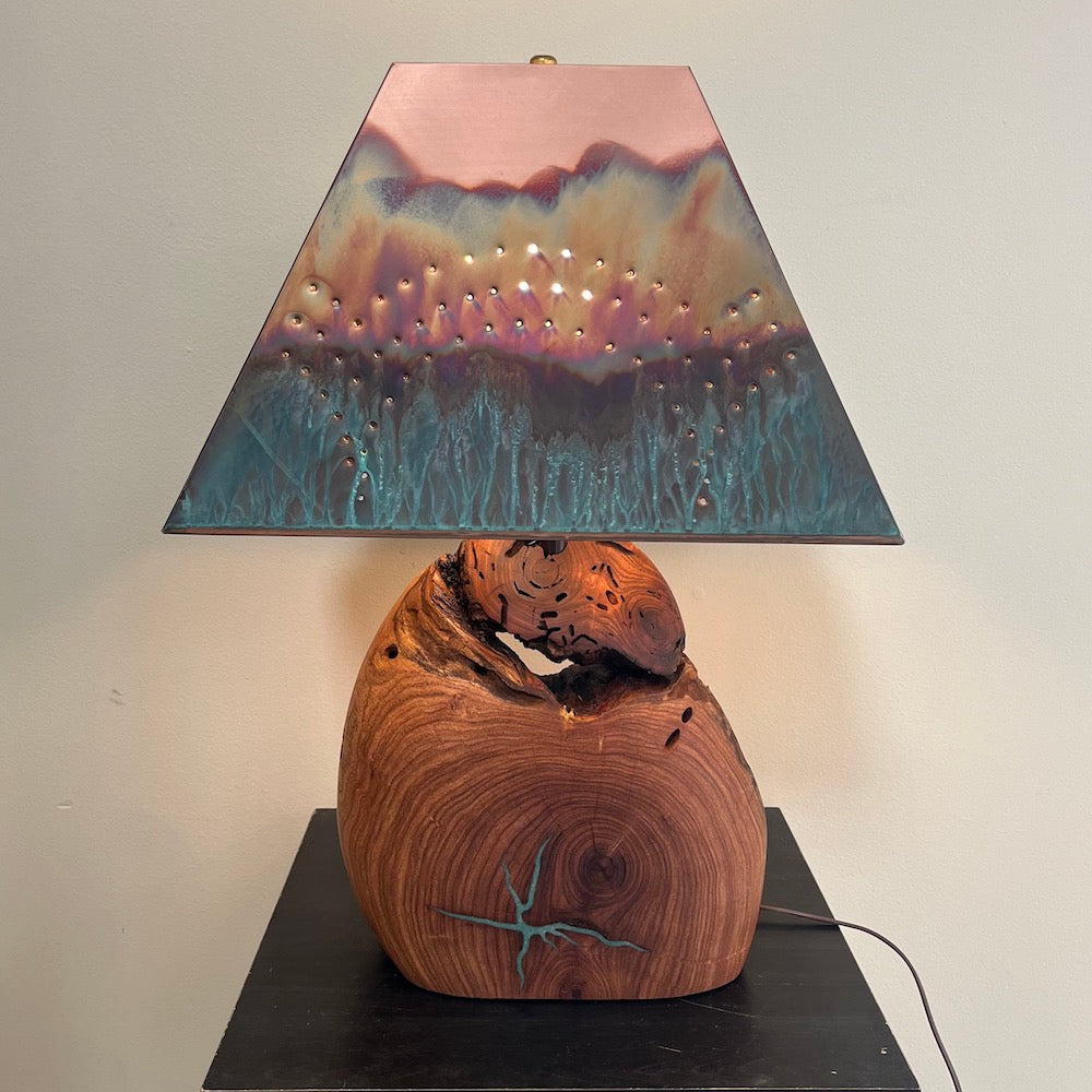 Mesquite & Turquoise Lamp with Ivy Shade (SL-3 GW)