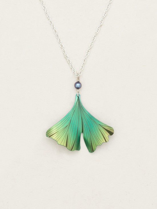 Ginkgo Pendant Necklace in Green - Heart of the Home PA