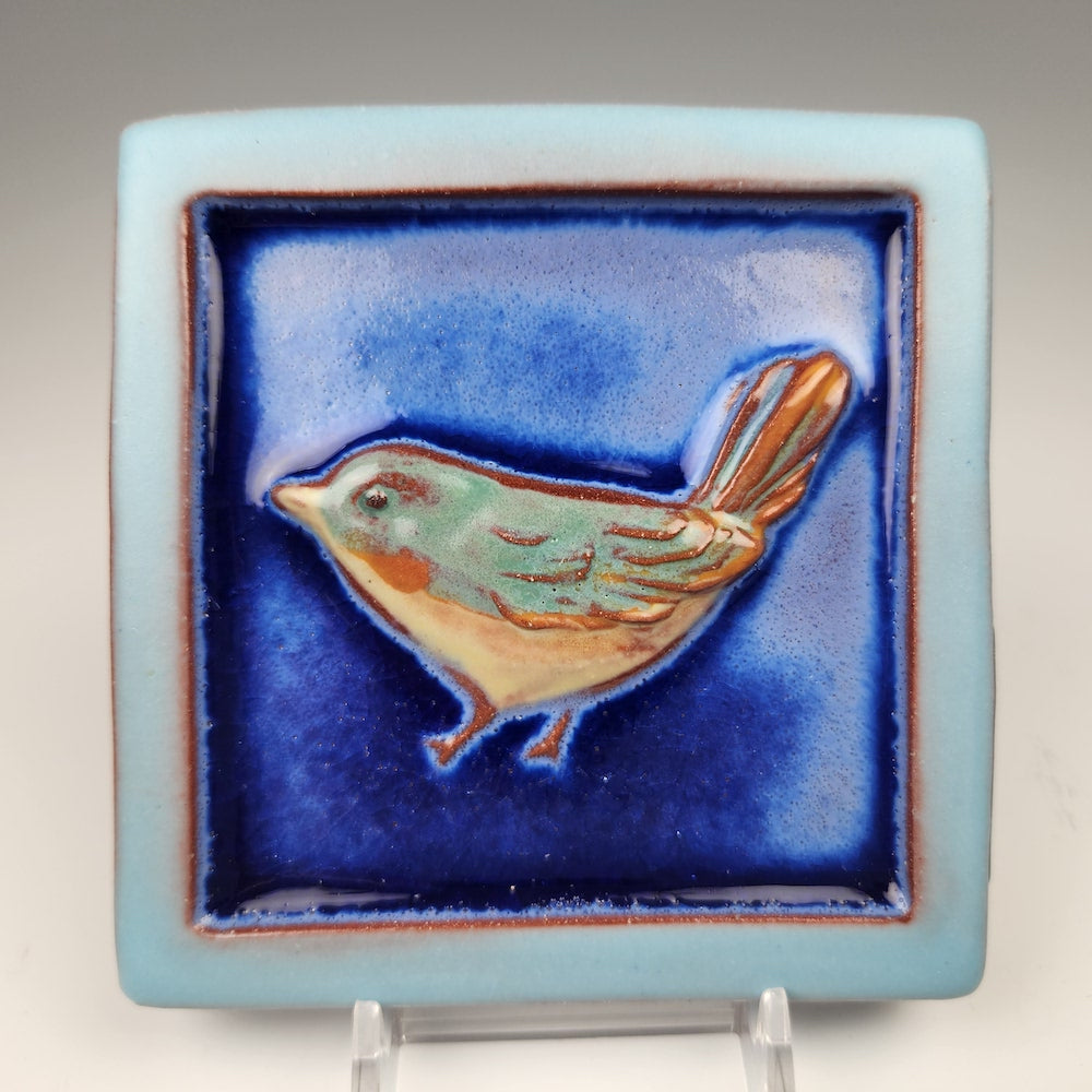 Small Wren Tile with Light Blue Edge - Heart of the Home PA