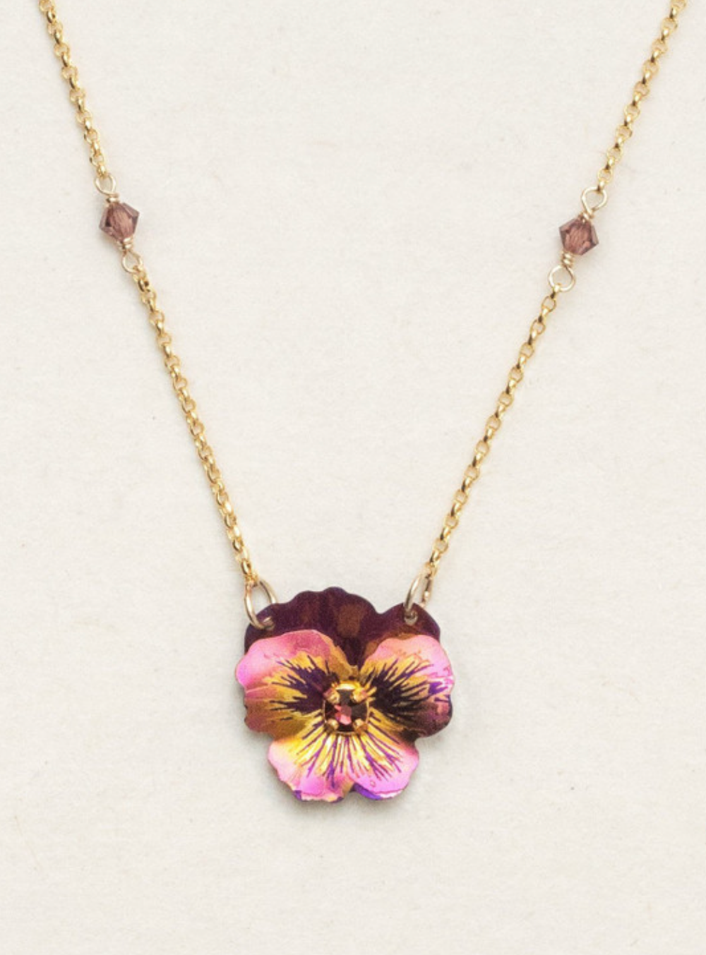 Garden Pansy Pendant Necklace in Vintage Burgundy - Heart of the Home PA
