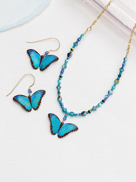 Bella Butterfly Beaded Necklace in Blue Radiance - Heart of the Home PA