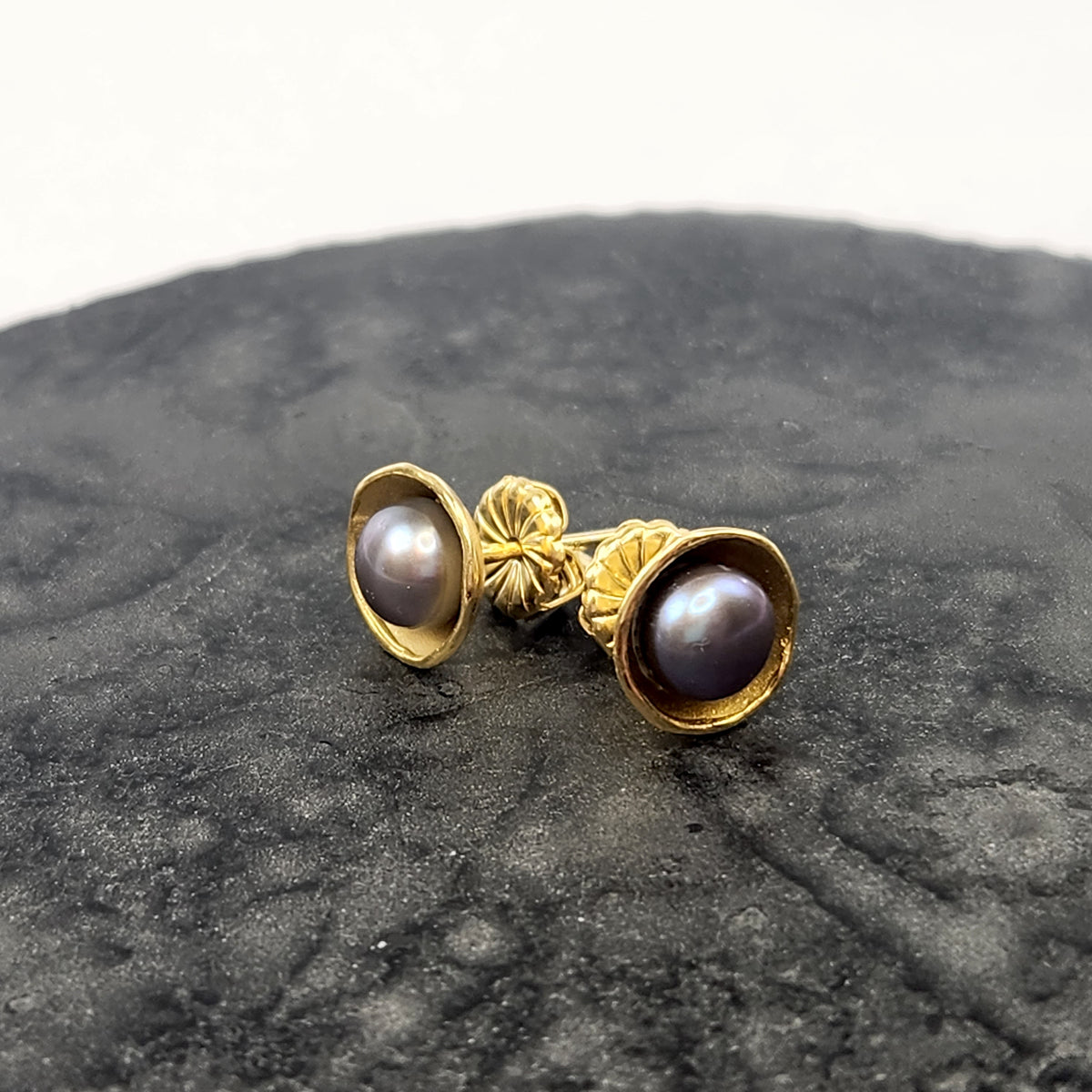 Dishy Pearl Post Earrings in Gold Vermeil - Heart of the Home PA