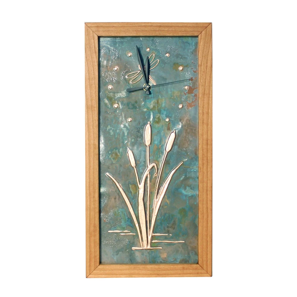 Tall Dragonfly and Cattails Clock - Heart of the Home PA