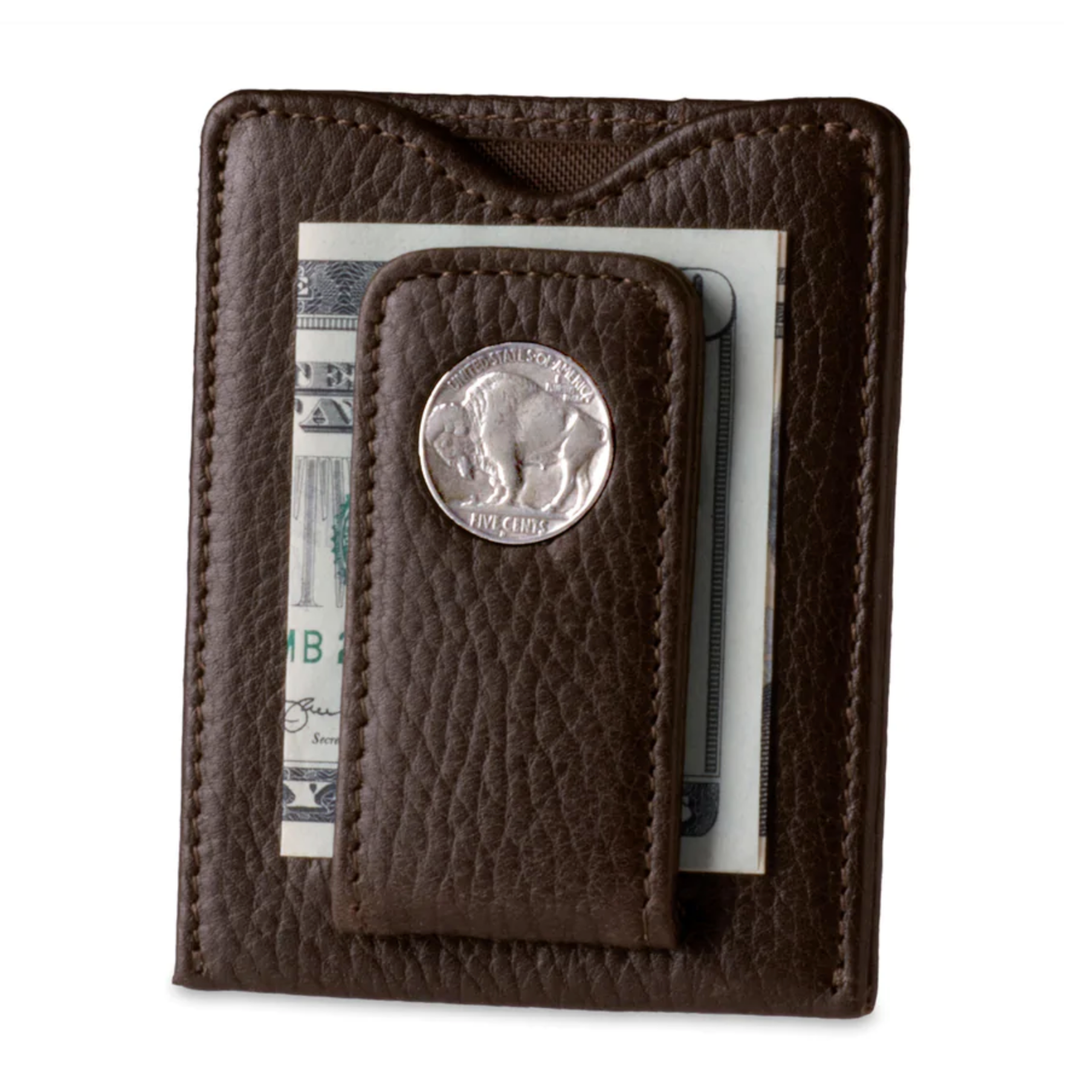 Buffalo Nickel Money Clip Wallet in Brown - Heart of the Home PA