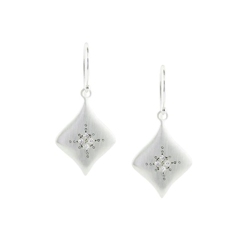 Silver Night Earrings with White Diamond - Heart of the Home PA