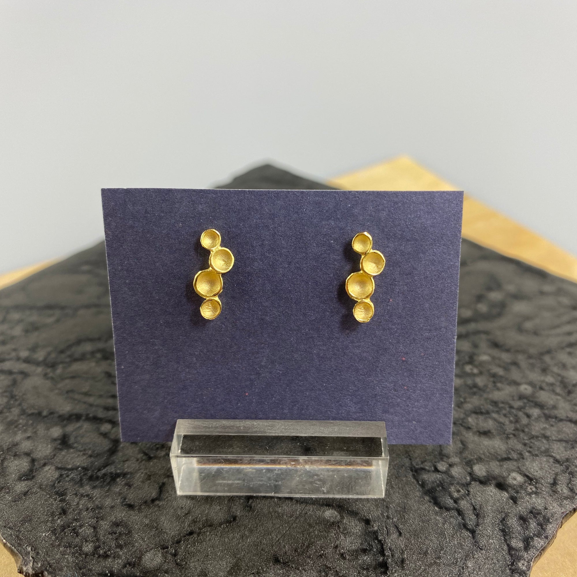 Ripple Pod Post Earrings in Gold Vermeil - Heart of the Home PA