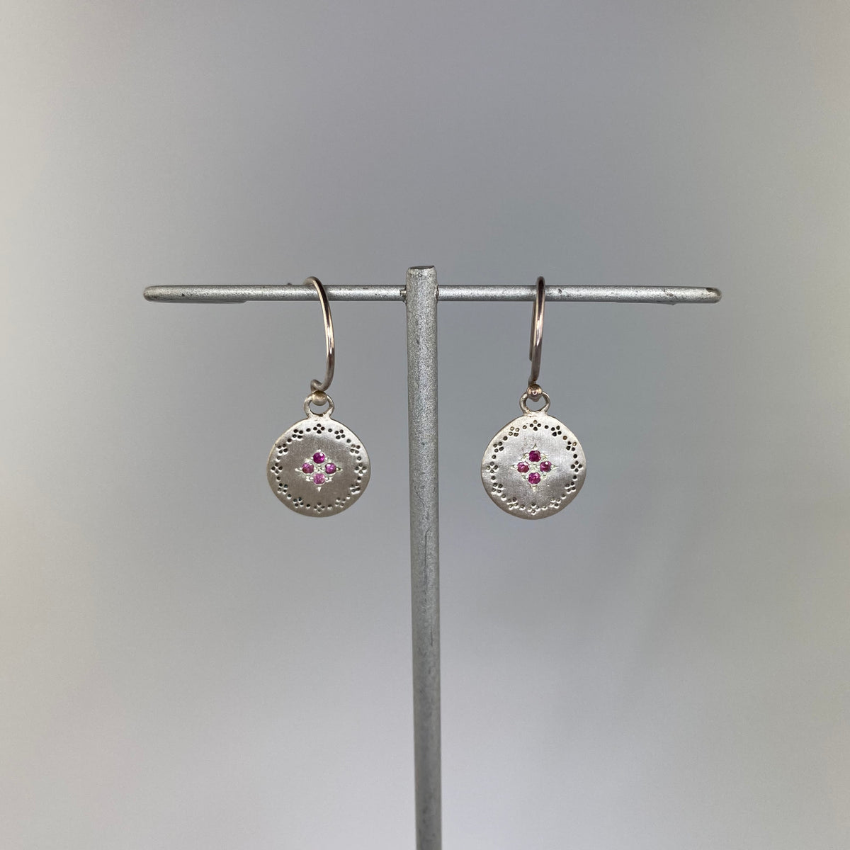 Four Star Nostalgia Earrings with Pink Sapphire - Heart of the Home PA