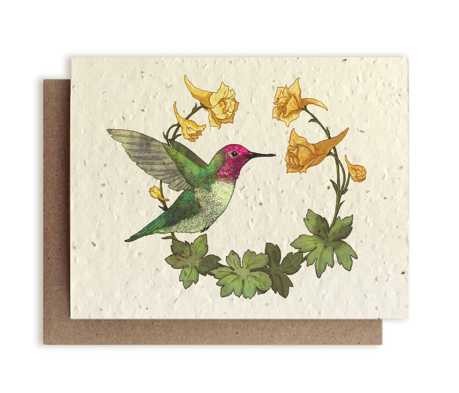 Anna's Hummingbird & Yellow Larkspur Plantable Card - Heart of the Home PA