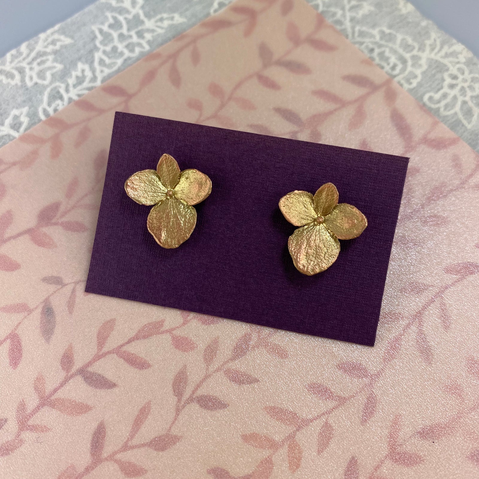 Hydrangea Petal Post Earrings - Heart of the Home PA