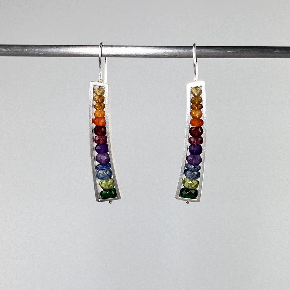 Rainbow Wedge Earrings (Yellow to Green) - Heart of the Home PA