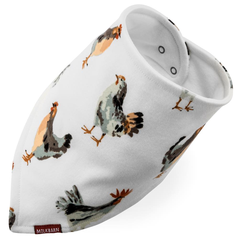 Organic Cotton Kerchief Bib in Chicken - Heart of the Home PA