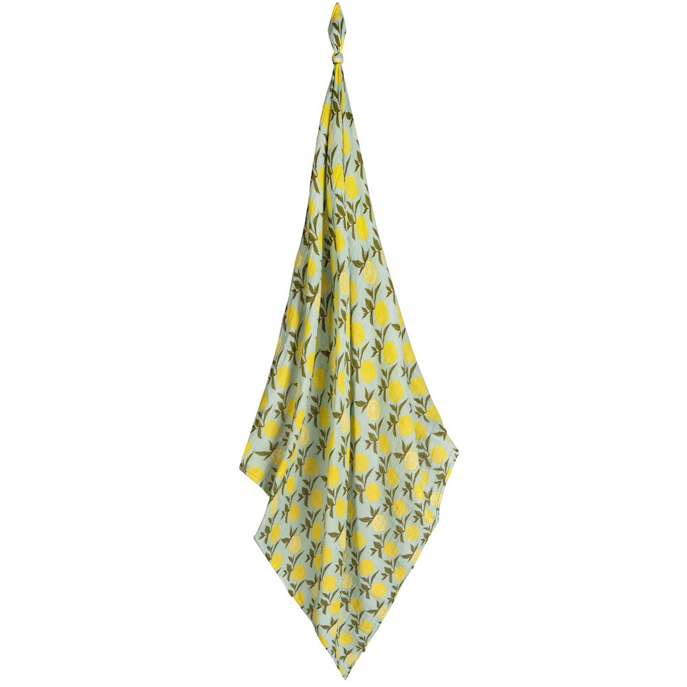 Organic Cotton Muslin Swaddle Blanket in Lemon - Heart of the Home PA