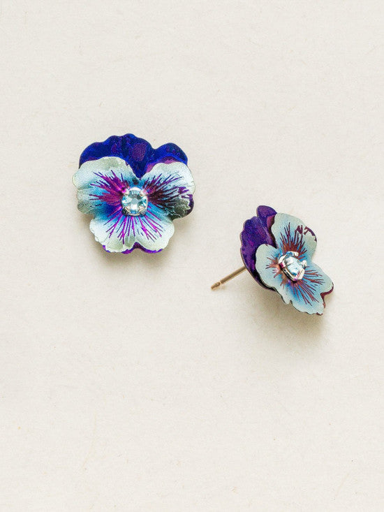 Garden Pansy Post Earrings in Bonnie Blue - Heart of the Home PA