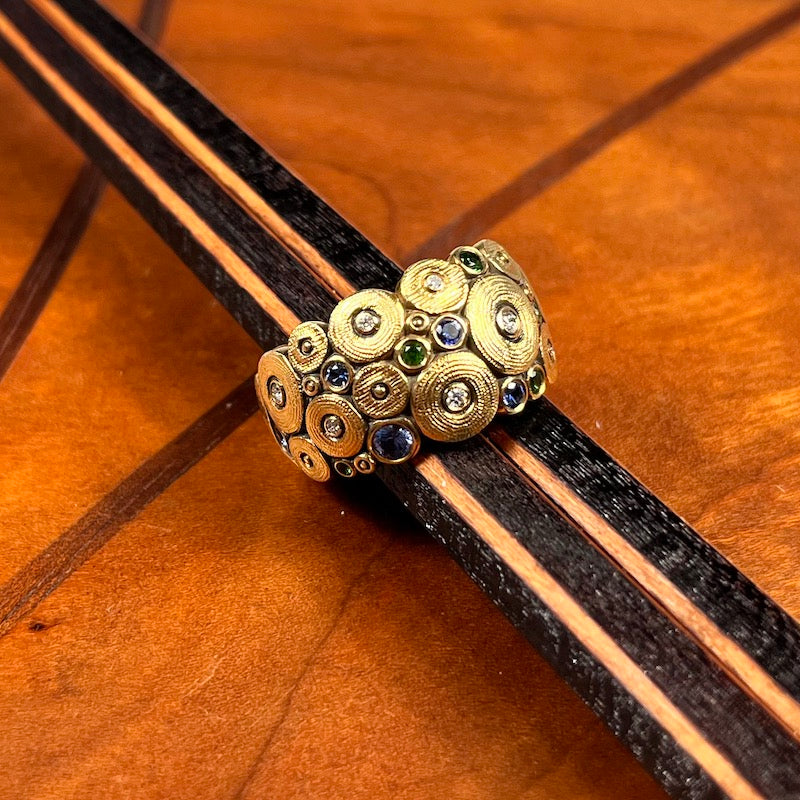 Ocean Ring in Gold with Blue &amp; Green Gemstones - Heart of the Home PA