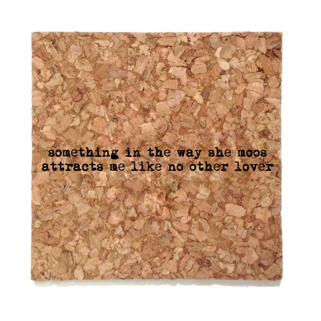 Something in the Way She Moos Mistaken Lyrics Coaster - Heart of the Home PA