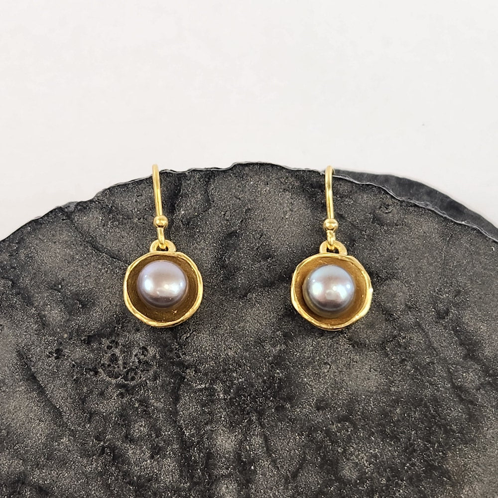 Dishy Pearl Earrings in Gold Vermeil - Heart of the Home PA